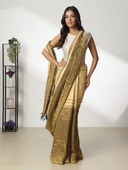 Navyasa By Liva - Yellow Liva Jacquard Saree with Unstitched Blouse