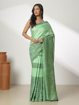 Navyasa By Liva - Sea Green Liva Jacquard Saree with Unstitched Blouse