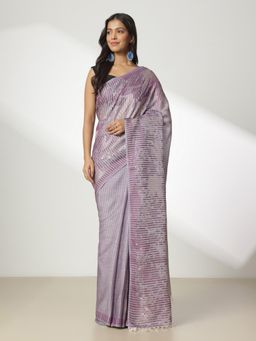 Navyasa By Liva - Purple Liva Jacquard Saree with Unstitched Blouse