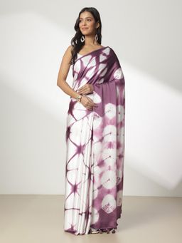 Navyasa By Liva - Pink Liva Satin Geometric Print Saree with Unstitched Blouse