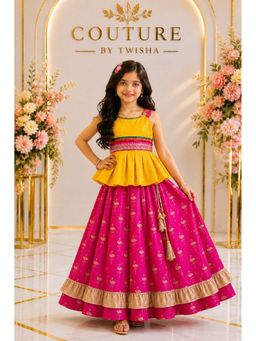 TWISHA - Woven Sleeveless Embellished Top with Lehenga