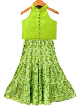 TWISHA - Woven Chanderi Sleeveless Solid Top with Sharara