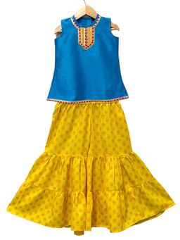 TWISHA - Woven Sleeveless Embellished Top with Sharara