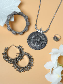 Teejh - Shivali Silver Oxidised Jewellery Gift Set