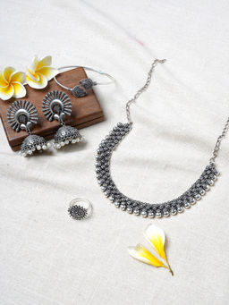 Teejh - Daivi Silver Oxidised Jewellery Gift Set