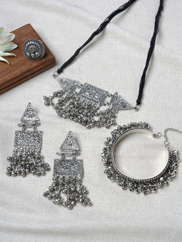 Teejh - Anisha Silver Oxidised Jewellery Gift Set