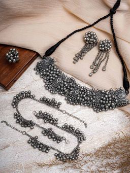 Teejh - Manpreet Silver Oxidised Jewellery Gift Set