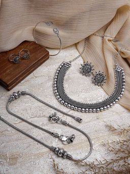 Teejh - Hansika Silver Oxidised Jewellery Gift Set