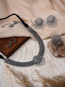 Teejh - Sanchala Silver Oxidised Jewellery Gift Set