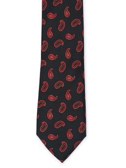 Calvadoss - Black Premium Paisley Design Woven Broad Tie