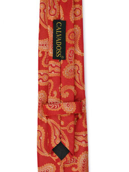 Calvadoss - Red Premium Paisley Design Woven Broad Tie
