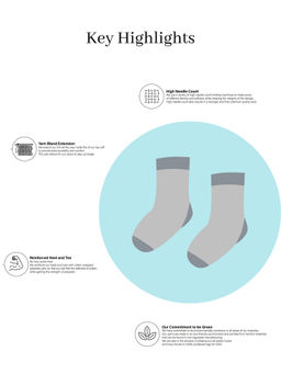 Elementary - Anti Microbial Super Soft Ankle Length Organic Cotton Socks (Pack of 3)