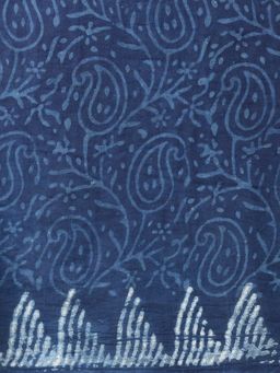 Okhai - 'Kind' Hand Block Printed Mirror Work Pure Cotton Saree With Unstitched Blouse