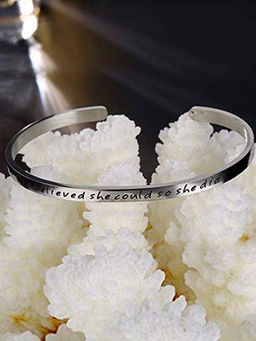 Peora - Inspirational Engraved "She Believed She Could So She Did" Motivational Quotes Mantra-PX9B42