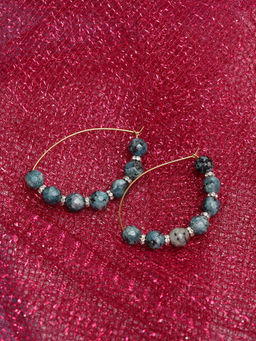 PANASH - Gold_Plated Natural Stones Beaded Hoop Earring