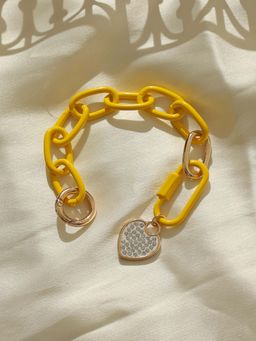 Pipa Bella by Nykaa Fashion - Yellow Heart Link Resin Bracelet