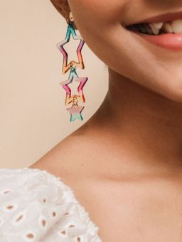 Pipa Bella by Nykaa Fashion - Rainbow Star Dangler Resin Earrings