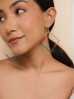 Pipa Bella by Nykaa Fashion - Rainbow Diamond-Shaped Resin Earrings