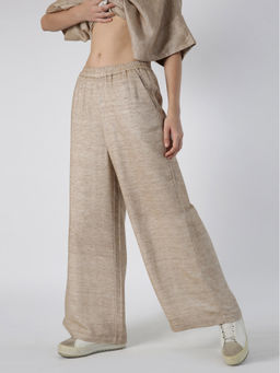 Pashma - Beige Solid Trousers and Pants