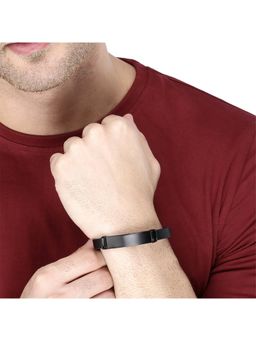 Yellow Chimes - Men Black Leather Wraparound Bracelet