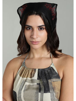 Maba India - Women Silk Organza Black Bandana