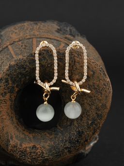 E2O - Gold Plated Stones Crafted Contemporary Drop Earring