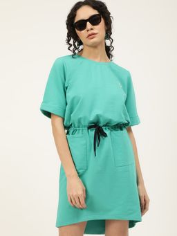 ELLE - Womens Teal Solid Dress
