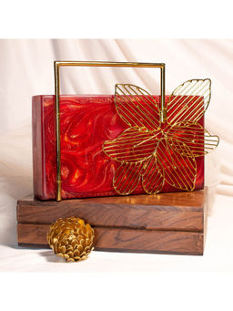 sugarcrush - Maroon Luxury Embellished Clutch With Handle