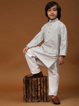 Pro Ethic Style Developer - Grey Boys Cotton Kurta Pajama Set