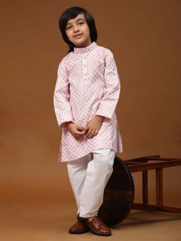 Pro Ethic Style Developer - Pink Boys Cotton Kurta Pajama Set