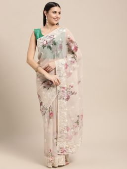 Vastranand - Poly Georgette Party Wear Saree with Unstitched Blouse