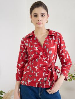 Uptownie - Red Pure Cotton Casual Waistcoat