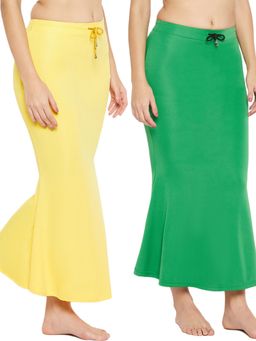 Secrets By ZeroKaata - Women Pack Of 2 Assorted Solid Mermaid Fit Saree Petticoat - Multi-Color (Set of 2)