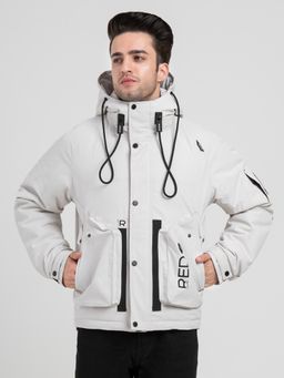 Red Tape - Mens Hooded Winter Off-White Jacket White Utility Comfort