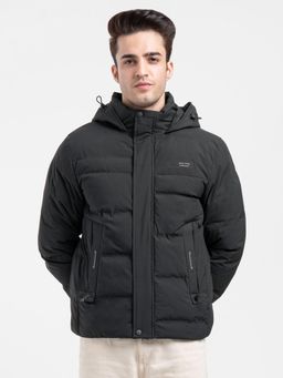 Red Tape - Mens Hooded Winter Black Jacket White Utility Comfort