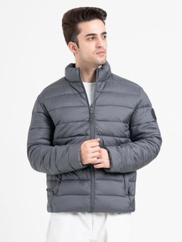 Red Tape - Stone Grey Puffer Heatseal Jacket Full-Sleeve ,Straight Quilted