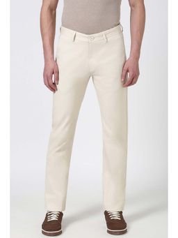 Peter England - Men Cream Super Slim Fit Casual Trouser