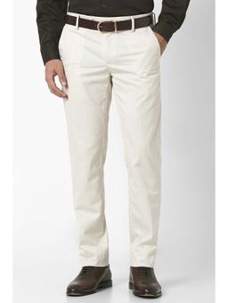 Peter England - Men White Slim Fit Formal Trouser