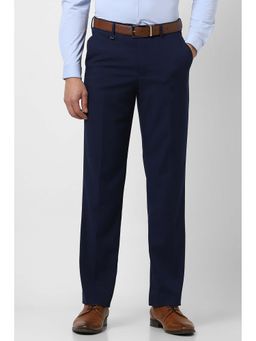 Van Heusen - Men Navy Blue Regular Fit Formal Trouser