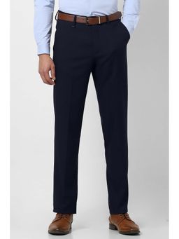 Van Heusen - Men Navy Blue Regular Fit Formal Trouser