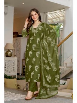 GEKHA - Women Green Casual Regular Fit Kurta and Pant with Dupatta