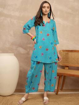 InWeave - Women Blue Casual Regular Fit Co-Ord Set