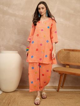 InWeave - Women Orange Casual Regular Fit Co-Ord Set