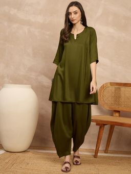 InWeave - Women Olive Casual Regular Fit Co-Ord Set