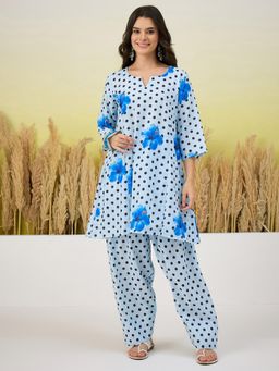 InWeave - Women Blue Casual Regular Fit Kurta and Salwar
