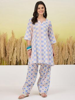InWeave - Women Blue Casual Regular Fit Kurta and Salwar