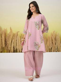 InWeave - Women Pink Casual Regular Fit Kurta and Salwar