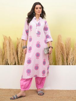 InWeave - Women Pink Casual Regular Fit Kurta and Salwar