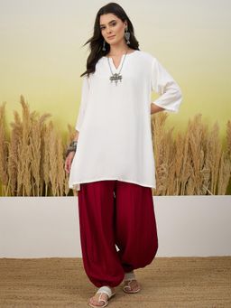 InWeave - Women White Casual Regular Fit Kurta and Salwar