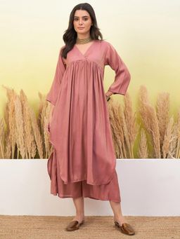 InWeave - Women Pink Casual Regular Fit Kurta and Palazzo